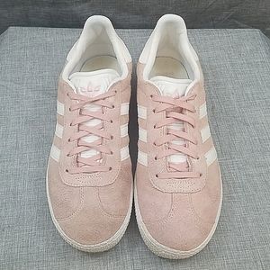 Adidas gazelle sneakers pink white striped - women's size 5.5